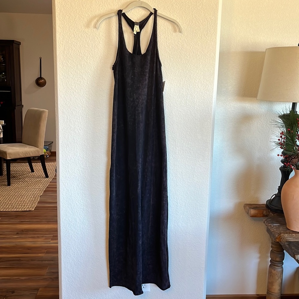 Free People Black/Plum Sleeveless Halter Maxi Dress